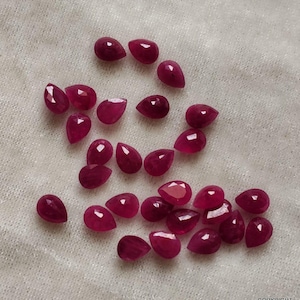 Natural 7x5mm Pear Ruby Faceted Gemstone, AAA Genuine Red Loose Ruby, July Birthstone for Rings, Pendants & Earrings