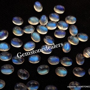 6x4mm NATURAL RAINBOW MOONSTONE 6x4mm oval cabochon stone blue rainbow moonstone oval cabochon gemstone best quality birthstone blue moon