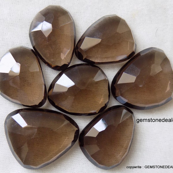 1pc Natural SMOKY QUARTZ  Rose cut Polki Genuine Smoky Quartz  uneven rosecut slice gemstone slice rosecut uneven shape