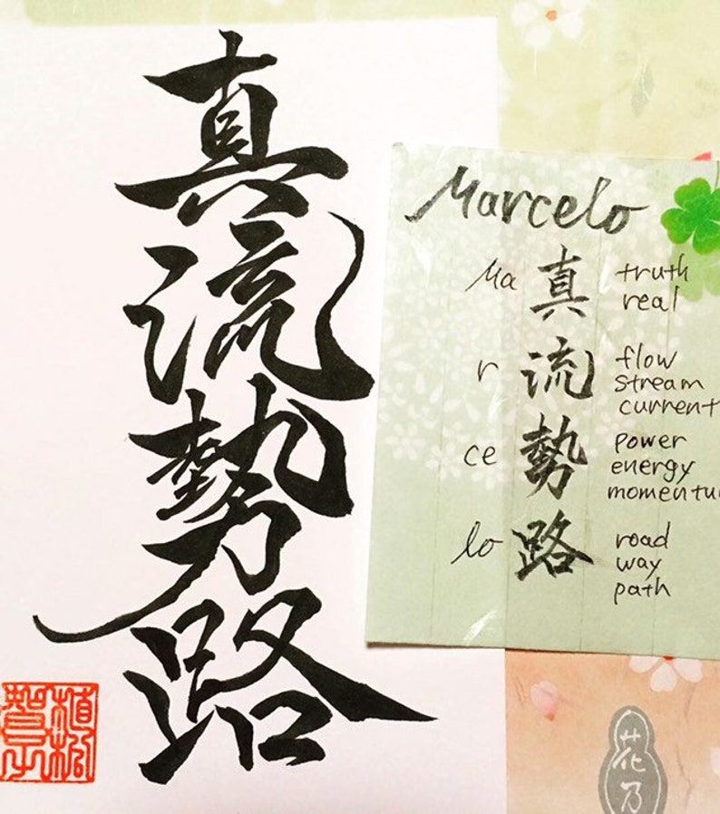 Custom Japanese Calligraphy Postcard Desired Name Word Etsy
