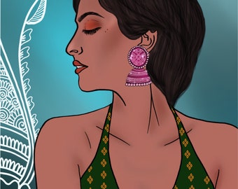 Sona South Asian Digital Art Print | Desi Wall Art | Modern Indian Woman Artwork Download
