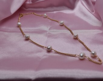 Aurora | freshwater pearl necklace, pearl choker, pearl jewelry, pearl chain necklace, freshwater pearl chain, freshwater pearl choker