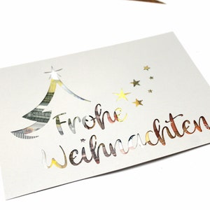Geldgeschenk Weihnachten Größenwahl Farbwunsch Frohe Weihnachten Sterne Tannenbaum Geldverpackung