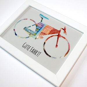 Geldgeschenk Fahrrad Gute Fahrt Geburtstag Geschenk Volljährigkeit Farbwunsch Geld verpacken mit oder ohne Rahmen