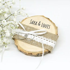 Ring cushion tree disc wedding ring carrier boxes for wedding rings vintage lace individual with name