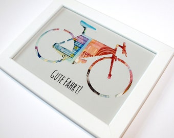 Money gift bicycle have a good trip birthday gift coming of age color choice Pack money with or without frame