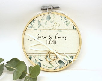 Ring pillow embroidery frame eucalyptus 1 wedding ring bearer ring cushion box wedding rings custom with name vintage printed 10 cm