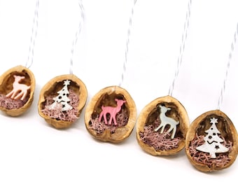 Fir Tree Ornament Walnut Deer Pink Silver Christmas Tree Decoration Christmas Decoration Walnut Bowl 5 Pieces 3.78 EURO/Piece