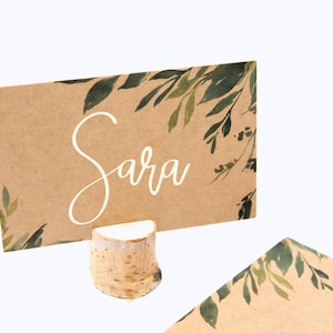 0,28 Euro / Stück Namensschild Platzkarten zur Hochzeit Taufe Greenery Kraftpapier 25 Stück