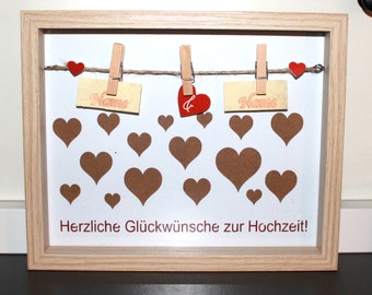 Geldgeschenk Hochzeit Herzen Hochzeitsgeschenk Geld hinterlegen Bilderrahmen