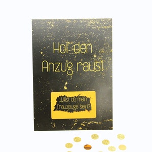 Postkarte Rubbelkarte Hol den Anzug raus Willst du mein Trauzeuge sein? Trauzeuge fragen Geschenk