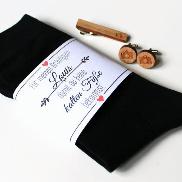 Socken für den Bräutigam gegen kalte Füße Herz Hochzeitssocken mit Namen