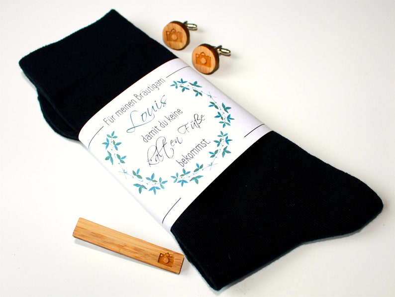 Wedding socks for the groom against cold feet with name groom gift image 2