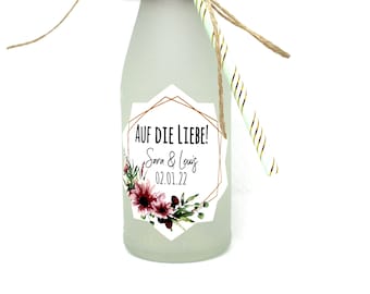 10x o. 3x Flaschenetiketten zur Hochzeit Gastgeschenke JGA Junggesellinnenabschied Piccolo Gastgeschenke Sekt mit Namen Datum Wildblumen