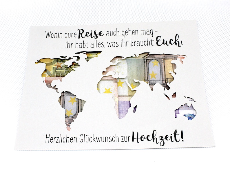 Money gift for the wedding World map with name individual wedding gift wherever your journey may go image 2