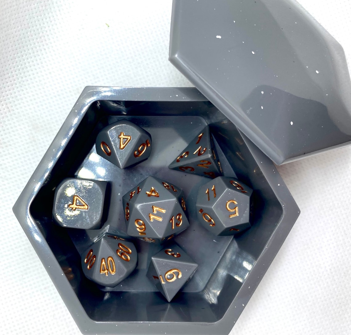Epoxy Dice Dice set Gray dice set Dungeons & Dragons Etsy