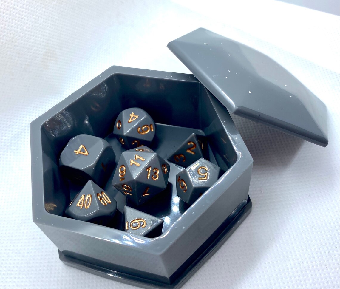 Epoxy Dice Dice set Gray dice set Dungeons & Dragons Etsy