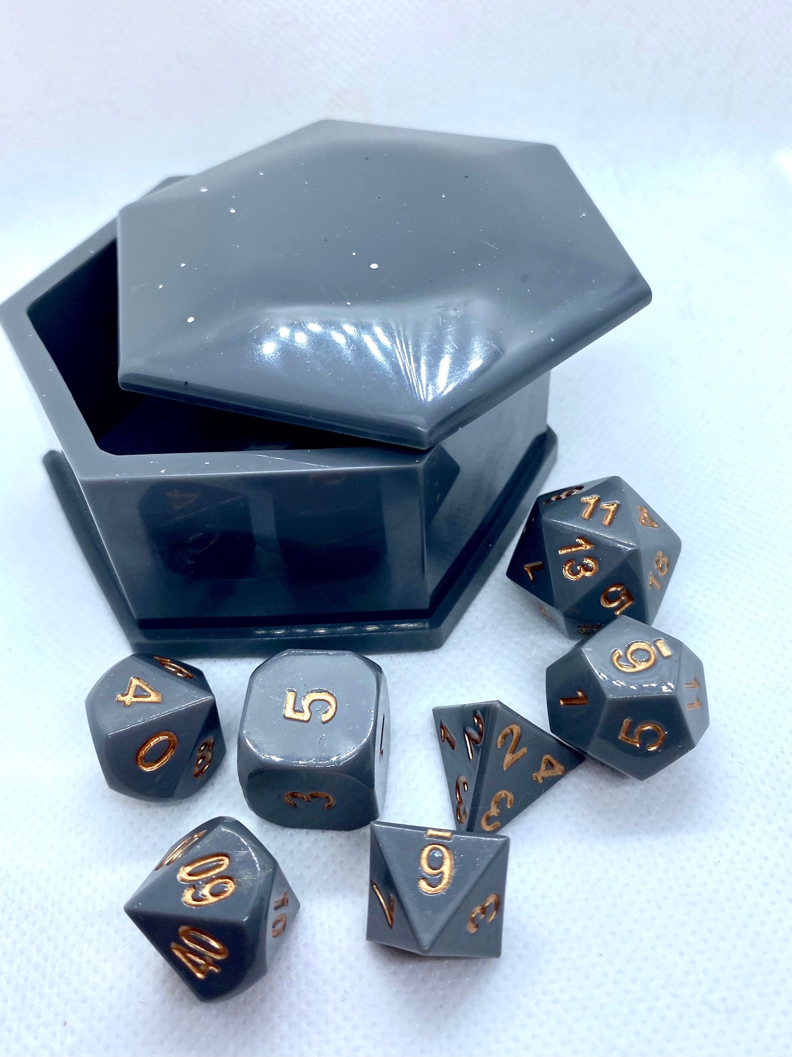 Epoxy Dice Dice set Gray dice set Dungeons & Dragons Etsy
