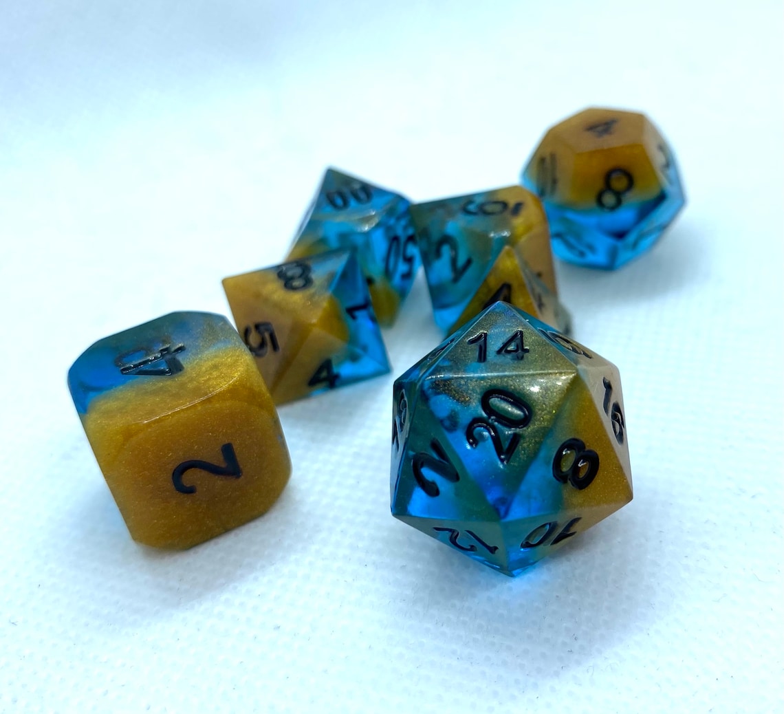 Epoxy Dice Dice set Blue dice set Dungeons & Dragons Etsy