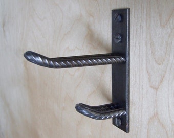 Industrial rebar hook Iron steel hooks for clothing storage organization Handmade rustic loft blacksmith made hooks for coat rack hangers