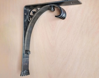 Hand Forged Shelf Bracket, Iron Shelf Bracket, Rustic Shelf Support, Heavy Duty Wall Bracket, Farmhouse Shelving, Decorative Iron Bracket