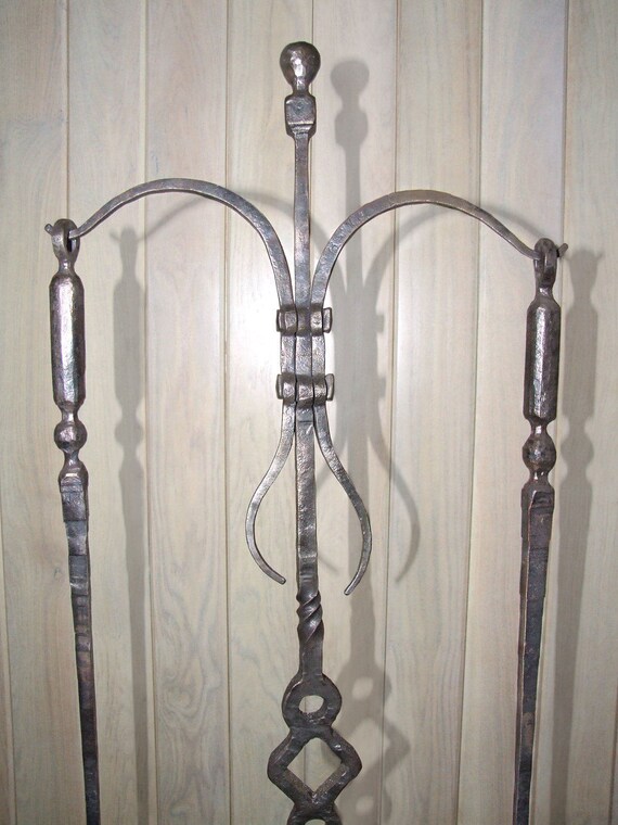 Wrought Iron Fireplace Tool Set For Home And Outdoor Hand Etsy