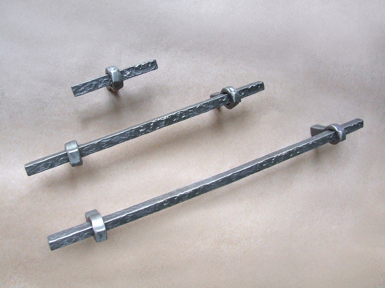 Steel Drawer Handles Pulls Knobs Kitchen Cabinet Hardware Hand Forged Door Handle For Cruft Supplies And Tools Modern Industrial Loft Pull