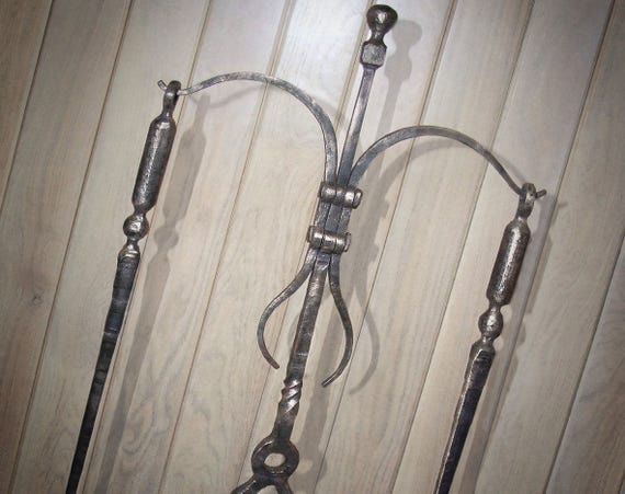 Wrought Iron Fireplace Tool Set For Home And Outdoor Hand Etsy