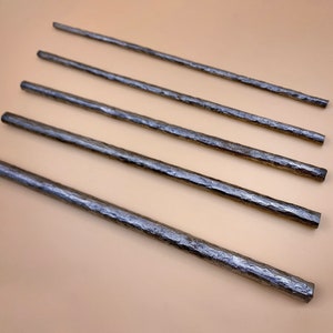 Hand forged 1 meter long textured steel round bar Hammered metal rod detail Industrial style loft for Crafts Supplies Tools Raw Materials image 7