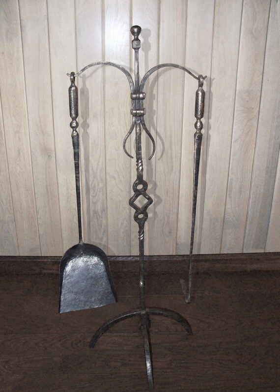 Wrought Iron Fireplace Tool Set For Home And Outdoor Hand Etsy