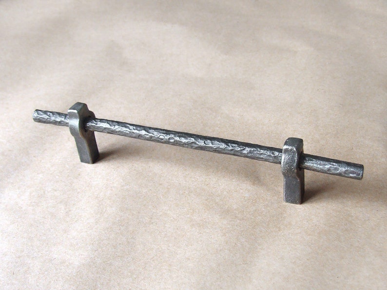 thumbnail image 2 of 5 Hand-Forged Iron Drawer Bin Pulls – 4 1/4 Inch Long, Rustic Cabinet Handles, Includes Screws, By Midwest Craft House 2 of 6
