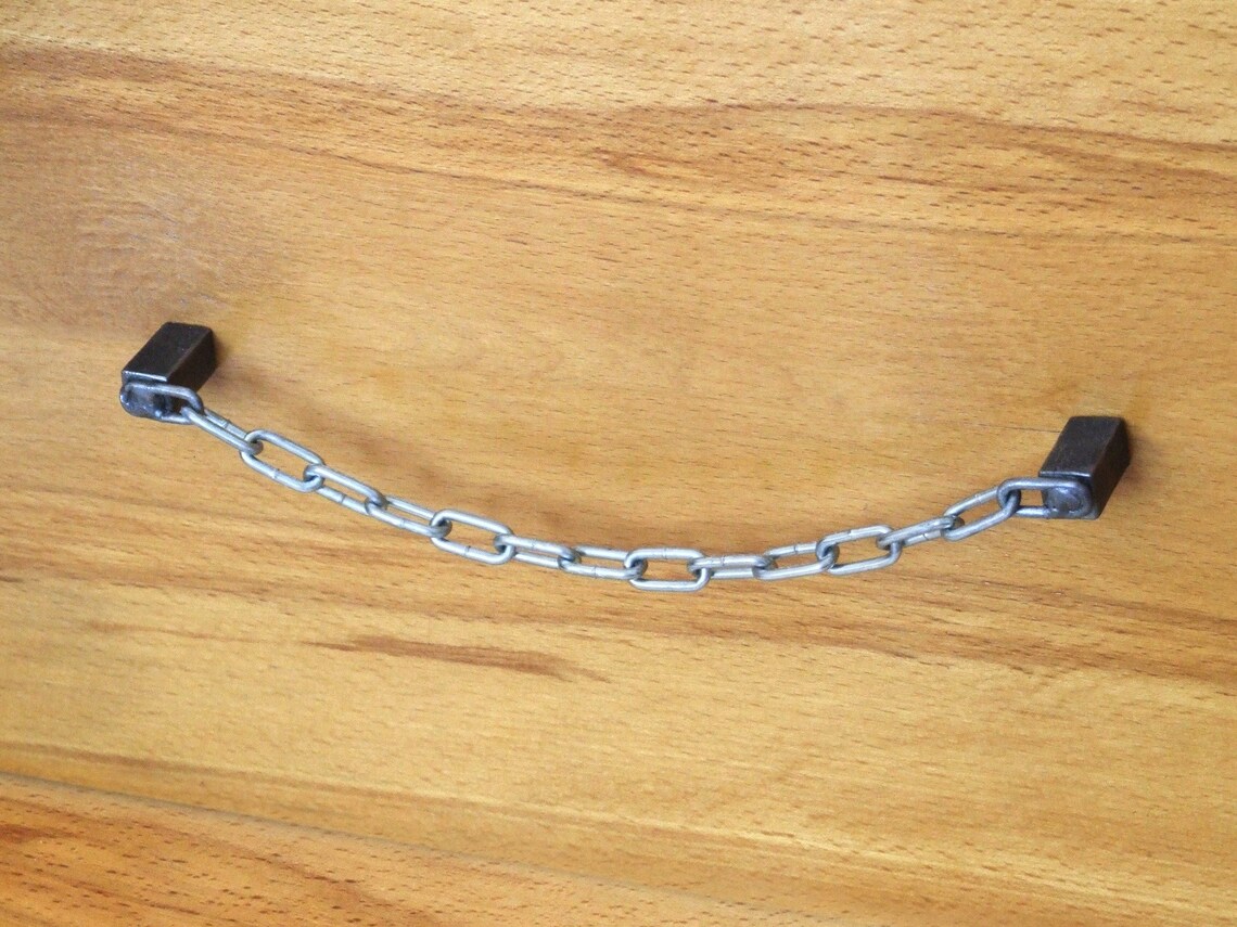 Steel metal chain drawer pulls knobs handles Industrial loft Etsy