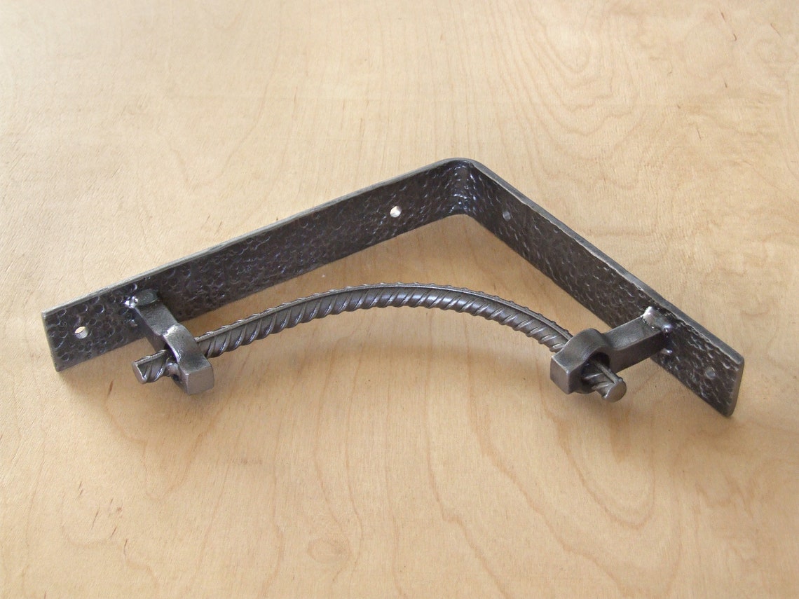 Hand steel rebar shelf brackets textured metal plates Etsy