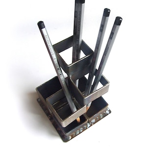 Industrial desk organizer for home and office Loft office pen holder Desk storage accessories Pencil Cup Coworker gift Rustic office decor image 9