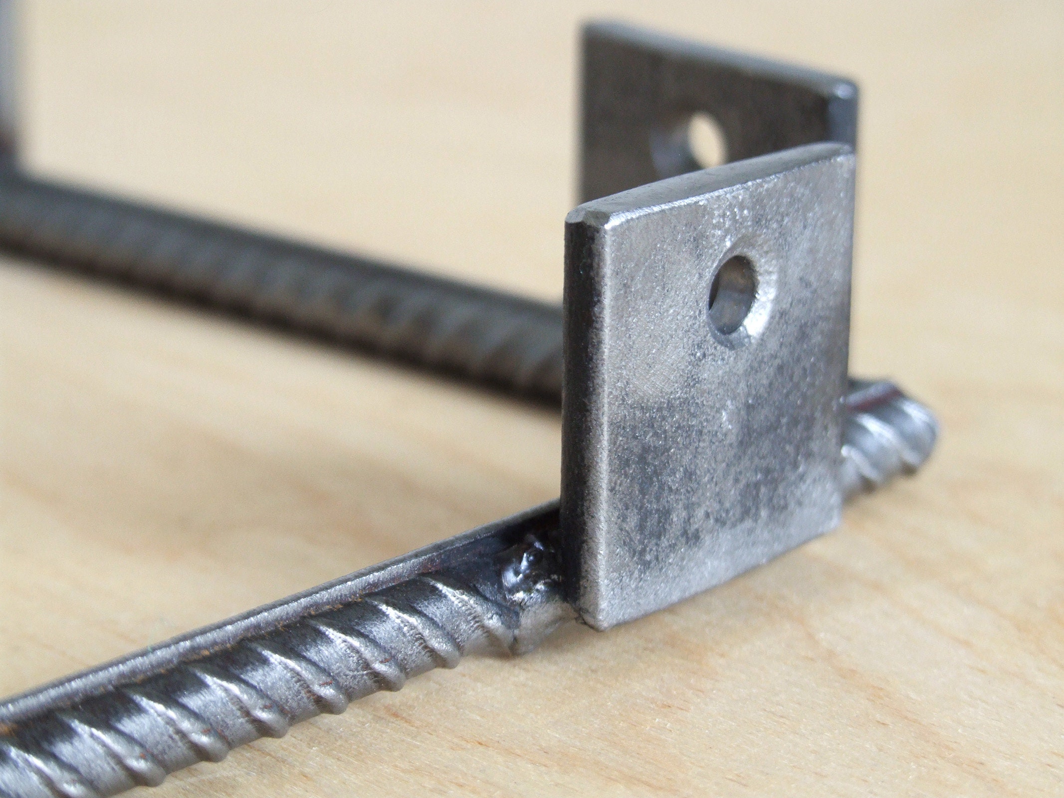 Hand designed steel rebar shelf brackets Industrial mantle Etsy