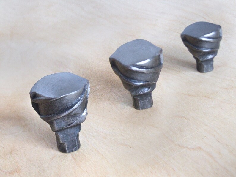 Hand Forged Steel Rebar Drawer Knobs Industrial Loft Knob for | Etsy