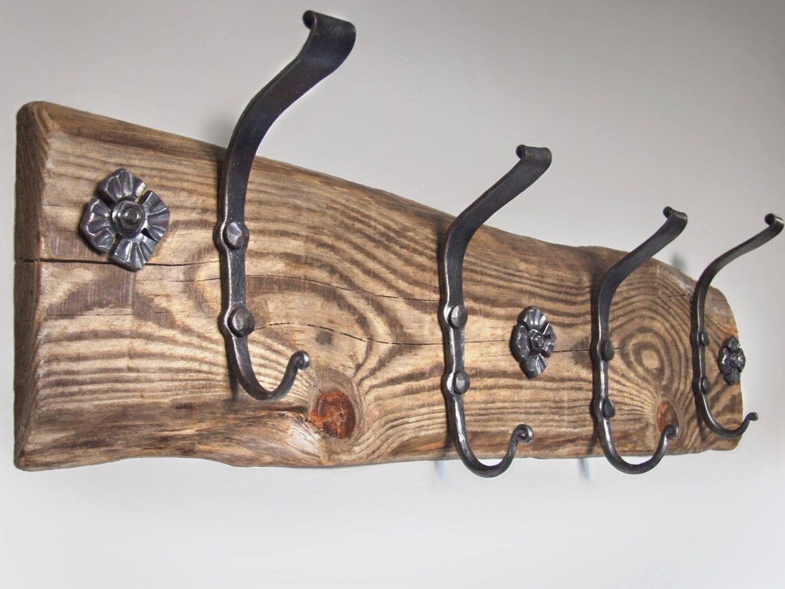 Hand coat rack Rusty wall hooks Iron metal steel Etsy