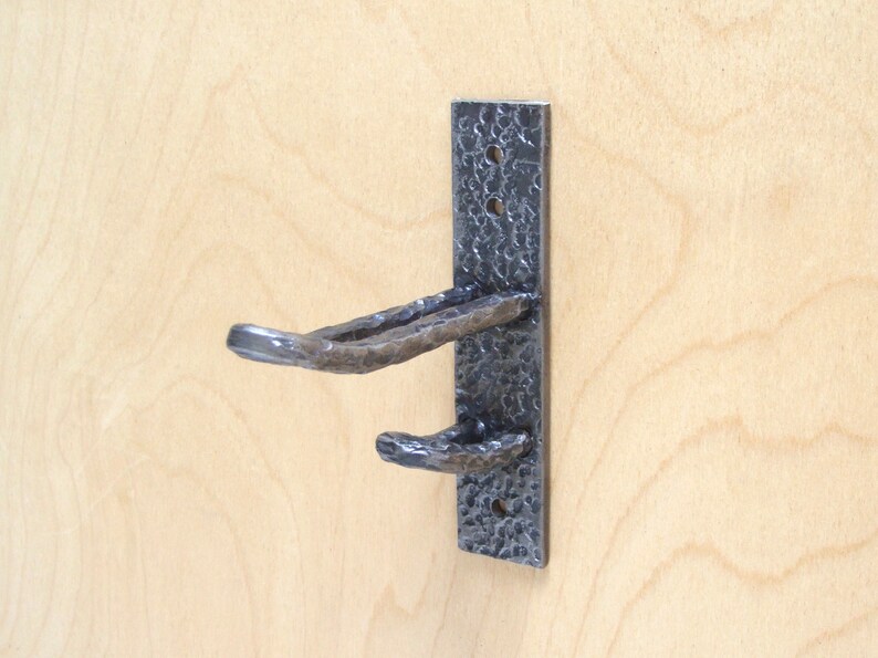 Hammered hand forged hook Steel hooks for clothing storage organization Industrial rustic loft blacksmith made hooks for coat rack hangers image 2