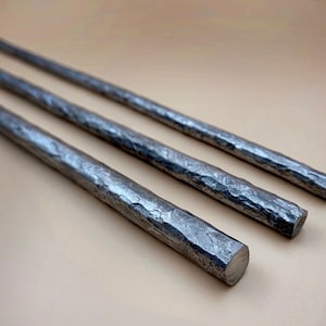 Hand forged 1 meter long textured steel round bar Hammered metal rod detail Industrial style loft for Crafts Supplies Tools Raw Materials image 9