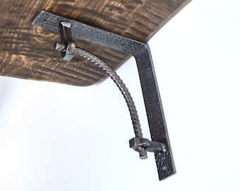 Soportes de estante de barras de refuerzo de acero forjado a mano Placas de metal texturizado Soportes de manto industrial ménsulas Soporte de estanterías Estantes herrajes de ménsula