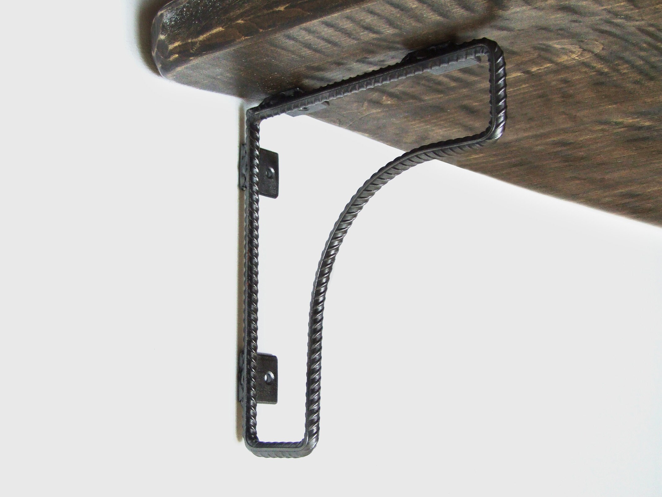 Hand designed steel rebar shelf brackets Industrial mantle Etsy