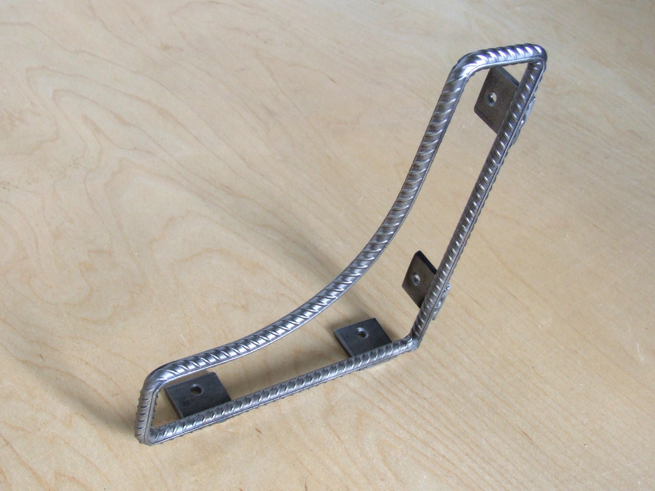 Hand designed steel rebar shelf brackets Industrial mantle Etsy