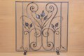 Hand forged fireplace screen Fireguard spark screen Iron wrought fireplace cover doors guards home living metal fire pits leaf details
