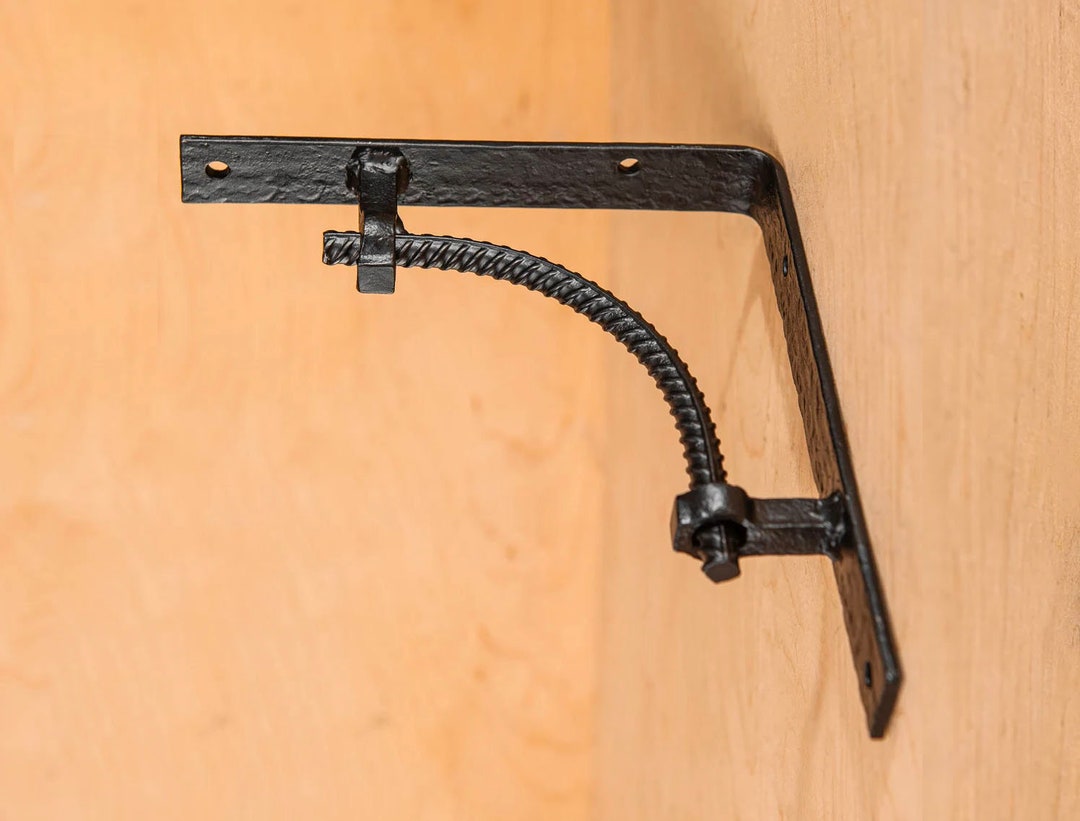 Hand Steel Rebar Shelf Brackets Textured Metal Plates Etsy