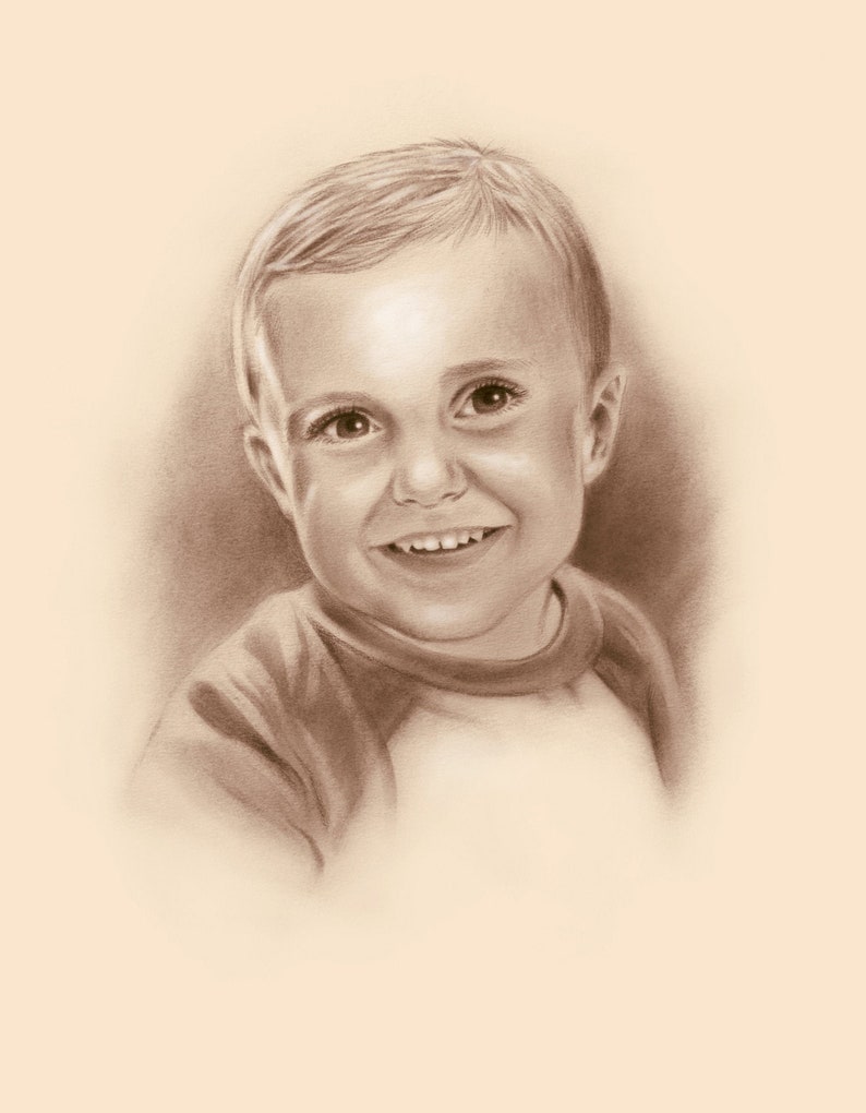 Children Portrait From Photo, Realistic Custom Illustration for Gift
