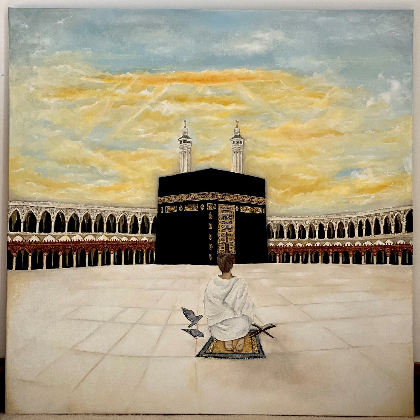 Kaaba Painting, Masjid Al Haram, Hajj Painting, Islamic Painting, Man