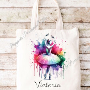 Personalised Rainbow ballet tote, Teens Bag, Dance Bag, Ballet shoes bag, Personalised gift, School bag, Swimming bag,