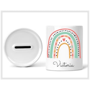 Personalisierte Spardose, Geschenk für Kinder, Sparschwein, Namensgeschenk, Kinderandenken, Regenbogen Spardose, erste Spardose, Teenager Geschenk