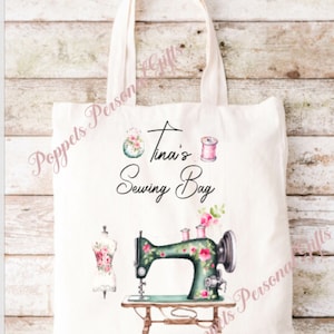 Personalisierte Tasche,Vintage Nähmaschine Design, Mamas Nähtasche, wiederverwendbare Tasche, Nähclub. Nähen tote.Nähen Gift.näherin Geschenk.