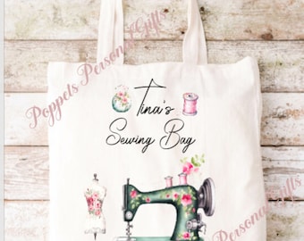 Personalised sewing bag,Vintage sewing machine design, Moms sewing bag, Reusable bag, Sewing club. Sewing tote.Sewing Gift.seamstress gift.